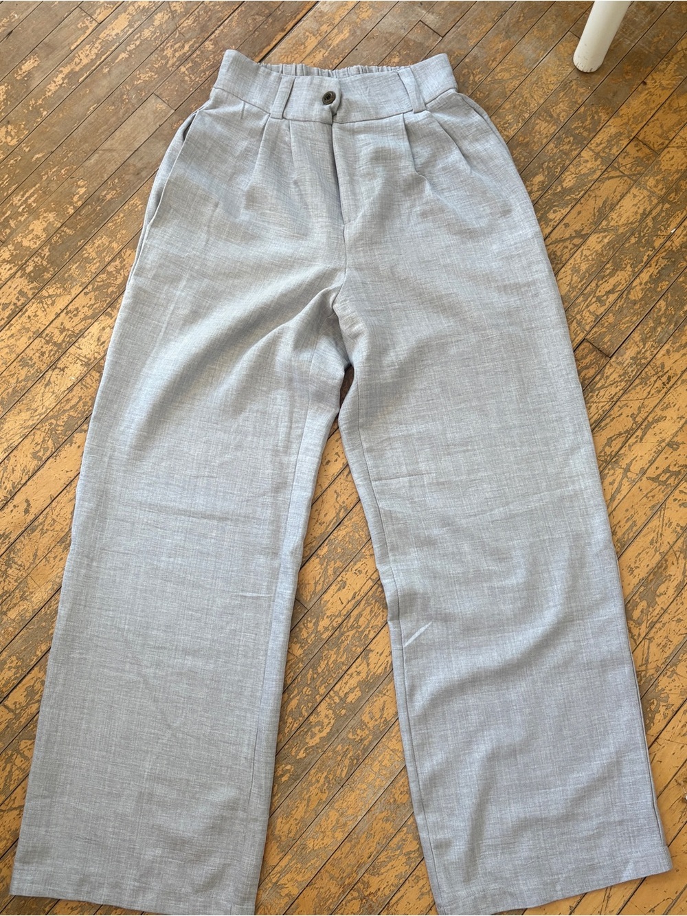 Monteau Light Gray Lightweight Wide-Leg Trousers Size Small